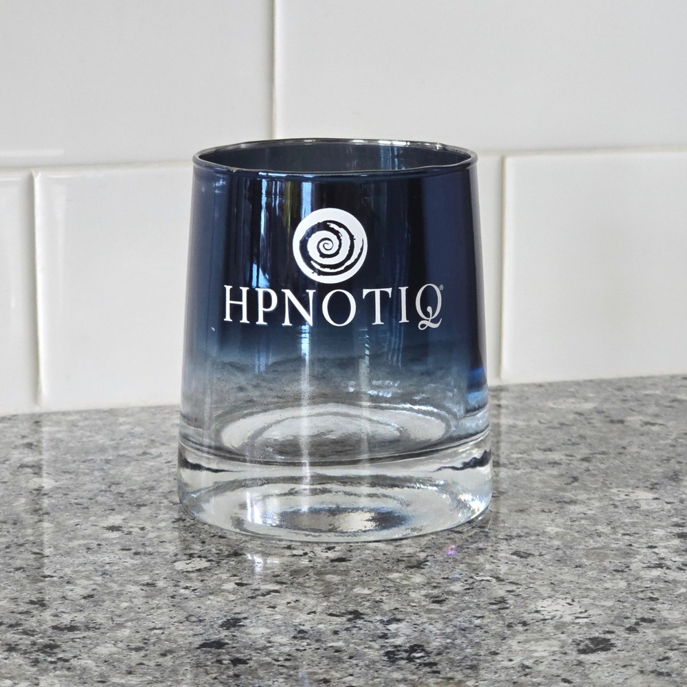 Hpnotiq Liqueur Bar Glass Tumbler Promo Blue Ombre Gradient Barware 4in
